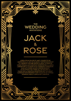 Gatsby card greetings template art deco geometric vintage frame vector