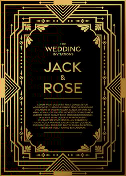Gatsby card greetings template art deco geometric vintage frame vector