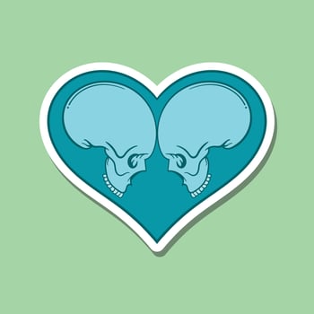 hand drawn skull love heart vintage doodle illustration for tattoo stickers poster etc vector