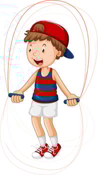 Cartoon boy jumping rope vector