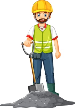 Construction worker cartoon character vector