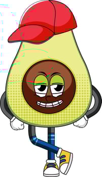 An avocado cartoon character on white background vector