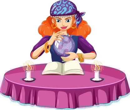 Fortune teller with crystal ball vector