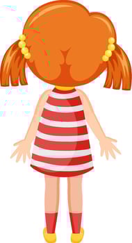 Back of a little girl cartoon character vector