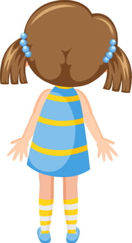 Back of a little girl cartoon character vector