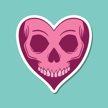 hand drawn skull love heart vintage doodle illustration for tattoo stickers poster etc vector