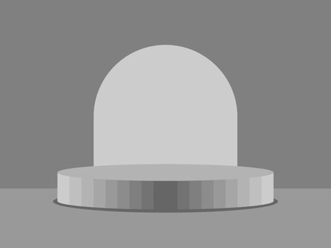 Light gray display stand and gray background vector