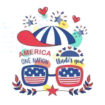 4th of july, quotes vector collection designed in doodle style, red, white, blue tones for decoration, card, t shirt design, bag, fabric patterns, gift, scrapbook and more.