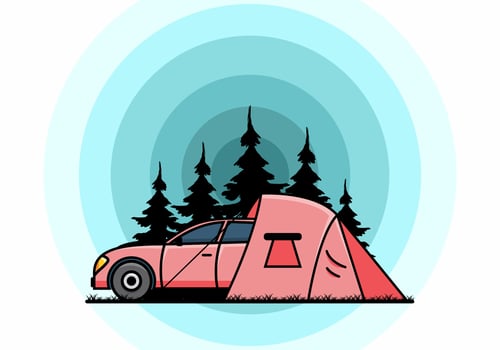 Night camping with car illustration vector