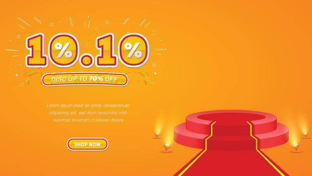 Background Banner Realistic 10.10 Flash Sale with Podium vector