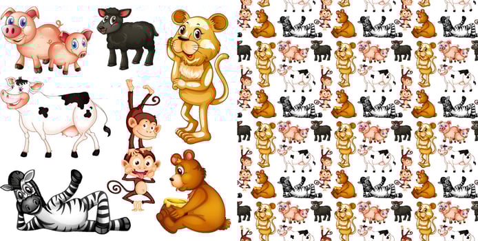 Cute animals cartoon set on white background vector