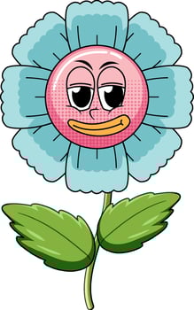 Flower cartoon character on white background vector