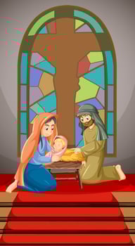 Cartoon nativity scene of Jesus Christ vector