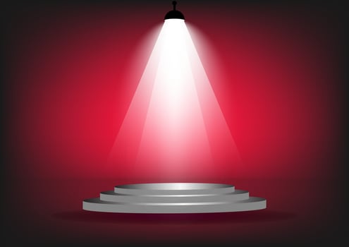 podium with spotlight for show with red wall background vector