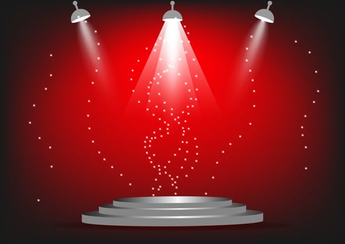 podium for show product or presentation with spotlight and sparkling red color background vector
