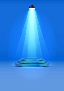 podium with spotlight for show with blue wall background vector illustration