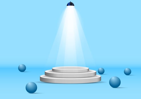 Stage Podium gray color with blue background vector illustration