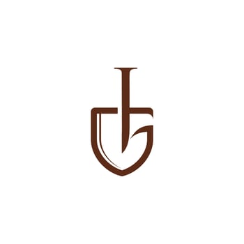 G or GJ letter shovel logo template. vector