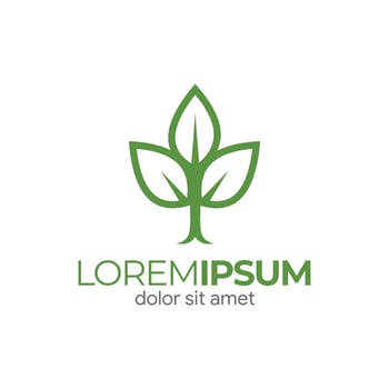 Minimalist growing leaf logo, plant icon, herbal plant vector