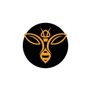 Bee leaf logo, bee flower icon, honey bee label, honey bee brand, herbal shop, health symbol. vector
