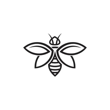 Bee monoline logo, honey bee label, honey bee brand, herbal shop, health symbol. vector