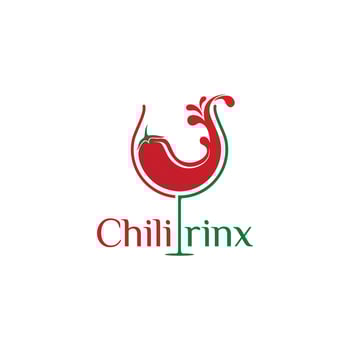 wine glass and chili churn logo template vector