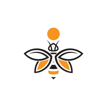Bee monogram logo, honey bee label, honey bee brand, herbal shop, health symbol. vector