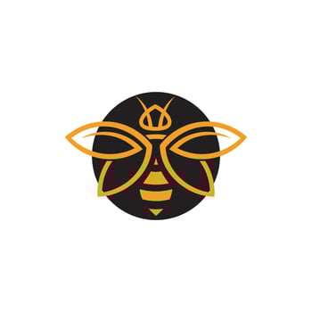 Bee monoline Logo template, honey bee label, honey bee brand, herbal shop, health symbol. vector