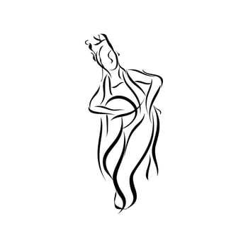 Traditional dancing lady sketch isolated on white background. Dancers appear on stage. Dancer vector