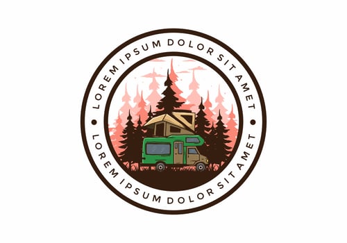 Car roof camping in the jungle illustration vector