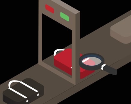 baggage and luggage scanner to check what is inside before travelling overseas vector
