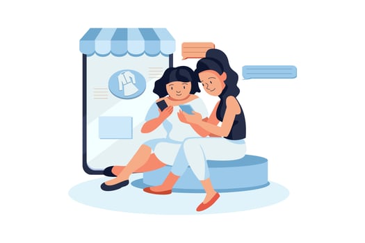 Women Giving Shopping Review Online vector
