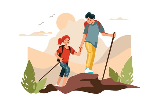 Hiking Illustration Concept vector