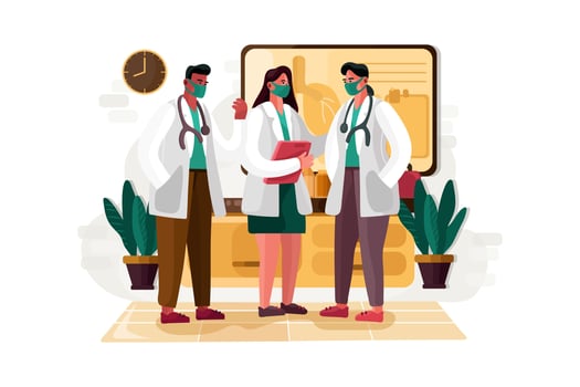 Doctors standing together Illustration vector