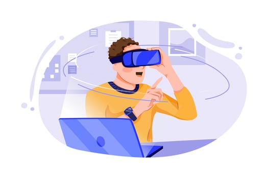 Man wearing VR glasses Illustration vector