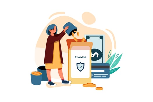 Secure money transfer Illustration vector