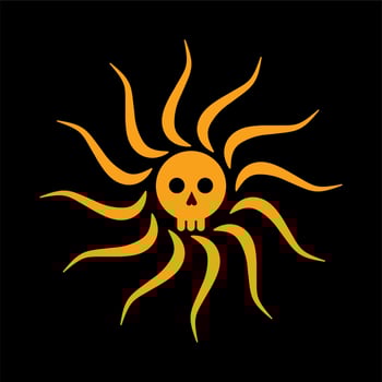 skull flat symbol with sun. skull pirate flag symbol. skull flat design vector illustration