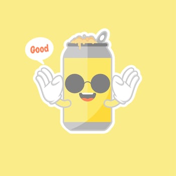 Cute and kawaii cartoon soda Cans. Cute lovely emoticon emoji face, smile, happy. Cold cola and soda. Sweet but high calories. vector