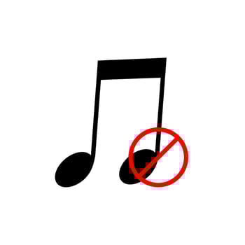 No sound or music icon. Isolated mute and warning illustration. Keep silence with forbidden and prohibited red sign. vector