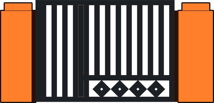 House gate, house fence iron gate, iron fence flat style vector eps