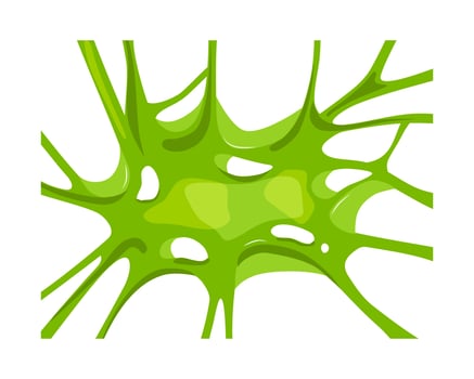 Green stretched slime.Chewing gum.Sticky web. Vector cartoon background