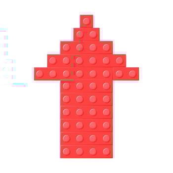 Red arrow block plastic toy.  Symbol of growth. Icon. It can be used for websites and games. Vector cartoon illustration