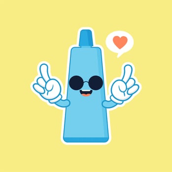 Cute and kawaii smiling toothpaste. Flat vector cartoon character illustration. Care of teeth. Dental concept for children dentistry. Prevention of diseases of oral cavity.