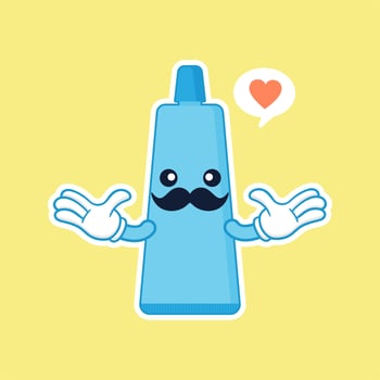Cute and kawaii smiling toothpaste. Flat vector cartoon character illustration. Care of teeth. Dental concept for children dentistry. Prevention of diseases of oral cavity.