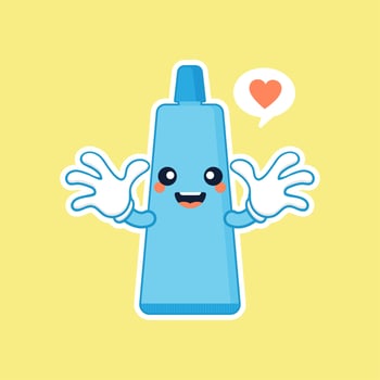 Cute and kawaii smiling toothpaste. Flat vector cartoon character illustration. Care of teeth. Dental concept for children dentistry. Prevention of diseases of oral cavity.