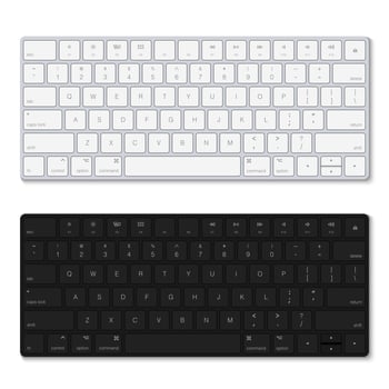 White and black keyboard isolated on white background, vector illustration
