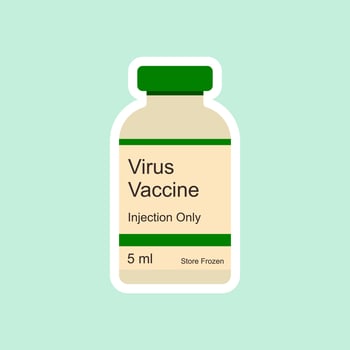 Bottles of corona vaccine, vector illustration in flat style. covid-19 or 2019-nCoV or coronavirus vaccine discovered. Trial experimental in laboratory. Medical concept for immunization protecton