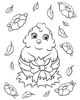 Coloring book page for kids. Cute chicken. Easter theme. Cartoon style character. Vector illustration isolated on white background.
