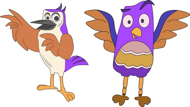 Bird cartoon character for coloring pages vector