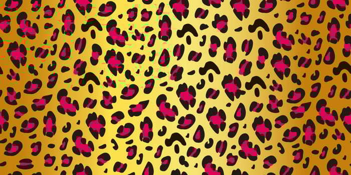 Leopard texture on a golden background. Animalistic seamless pattern is suitable for printing on fabric and paper. Vector illustration.